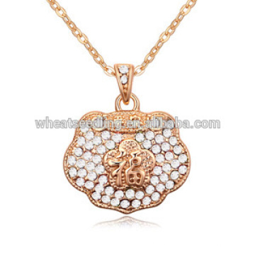 Good luck lock crystal necklaces jewelry